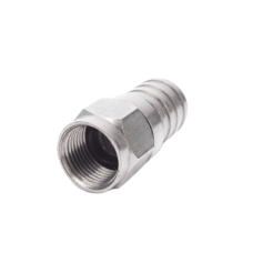 Conector F Macho, 75 Ohm, Plegable para Cable RG-6/U sin pin, Niquel/Polietileno.