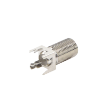 Conector F Hembra para PCB de Montaje Vertical, Níquel/ Estaño/ Polietileno.