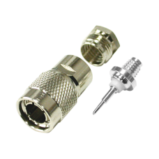 Conector TNC Macho de Rosca para Cable RG-59/U, Grupo D, Níquel/ Plata/ Teflón.