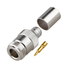 Conector N Hembra Inverso de Anillo Plegable para Cables 9913, RG-8/U, LMR-400, Grupo I, Níquel/ Oro/ Teflón. Conector N Hembra Inverso de Anillo Plegable para Cables 9913, RG-8/U, LMR-400, Grupo I, Níquel/ Oro/ Teflón.