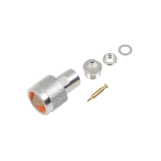 Conector N Macho de Rosca para Cables RG-8/X, LMR-240, BELDEN 9258, Plata / Oro / Teflón.