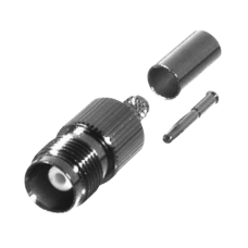 Conector TNC Hembra de Anillo Plegable para Cables PROFLEX, Grupo P, Níquel/ Oro/ Delrin.