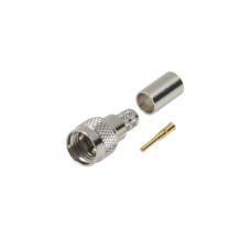 Conector Mini-UHF Macho, 50 Ohm de Anillo Plegable para  LMR-240, RG-8/X, 9258, Niquel/ Oro/ Delrin.