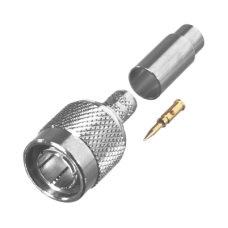 Conector TNC Macho en 75 Ohm, de Anillo Plegable para Cable RG-59/U, AWG 20, Níquel/Oro/Teflón