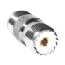 Adaptador en Línea de Conector N Hembra a UHF Hembra (SO-239), Plata/ Oro/ Teflón.