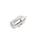 Conector UHF Hembra (SO-239) en Línea, de Anillo Plegable para Cable RG-58/U, RG-142/U, Níquel/ Plata/ Delrin.