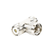 Adaptador en forma T, de Conector UHF Macho (PL-259) a Doble UHF Hembra (SO-239), Níquel/ Plata/ Delrin.