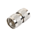 Adaptador Barril en Línea, de Conector UHF Macho (PL-259) a UHF Macho (PL-259), Níquel/ Plata/ Teflón.
