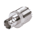Adaptador en Linea para 50 Ohm, Conector UHF Hembra (SO-239) a BNC Hembra, Níquel/ Plata/ Delrin.