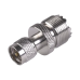 Adaptador en Línea de Conector Mini UHF Macho a UHF Hembra (SO-239), Níquel/ Oro/ Teflón.