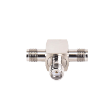 Adaptador en Forma T, de Triple Conectores SMA Hembra, Níquel/ Oro/ Teflón.