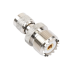 Adaptador en Línea de Conector Mini UHF Macho a UHF Hembra (SO-239), Níquel/ Oro/ Teflón.