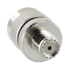 Adaptador en Línea de Conector Mini UHF Hembra a UHF Macho (PL-259), Níquel/ Oro/ Teflón. Adaptador en Línea de Conector Mini UHF Hembra a UHF Macho (PL-259), Níquel/ Oro/ Teflón.