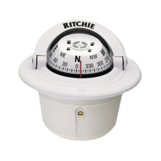 Brújula serie Explorer en color blanco, con iluminación nocturna color verde.