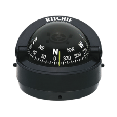 Brújula serie Explorer en color negro para montaje en superficie, cuenta con iluminación nocturna color verde.