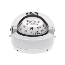 Brújula serie Explorer en color blanco para montaje en superficie, cuenta con iluminación nocturna color verde.