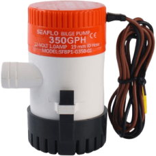 Bomba de Achique Eléctrica Marina Sumergible SEAFLO 12V / 350 GPH (1325 LPH) / No Automática / Protección Anti-Aire / Sellos Herméticos / Cableado Marino / Base de Filtro Removible
