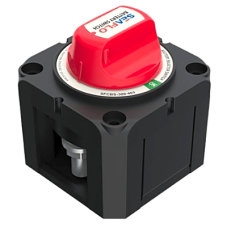 Interruptor Desconexión Batería Monocircuito ON/OFF, 275A DC Continuo, 900A DC Arranque, Terminales Cobre Estañado, IP68, Montaje Superficie/Panel, Cumple ABYC/UL/SAE