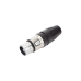 Conector hembra XLR de 3 núcleos con carcasa de acero inoxidable y contactos chapados en oro