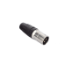 CONECTOR MACHO XLR DE 3 NÚCLEOS CON CARCASA DE ACERO INOXIDABLE Y CONTACTOS CHAPADOS EN ORO
