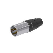 CONECTOR MACHO XLR DE 3 NÚCLEOS CON CARCASA DE ACERO INOXIDABLE Y CONTACTOS CHAPADOS EN ORO