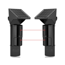 Detector fotoelectrico con celda solar ; DE 2 RAYOS; alcance exterior 60 m / interior 120 m, 4 frecuencias / Para ambientes donde no hay electricidad