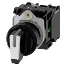 Selector de plástico iluminable 3SU11002BL601NA0, 3 posiciones, color Negro/Blanco, 2 Contactos Abiertos Selector de plástico iluminable 3SU11002BL601NA0, 3 posiciones, color Negro/Blanco, 2 Contactos Abiertos