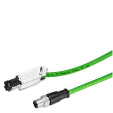 Cable de Conexión Industrial Ethernet / M12 D-coded / RJ45 / Cat5e / 15 m (49.2 ft) / PoE+ / PVC Verde / Drag Chain 3M Ciclos