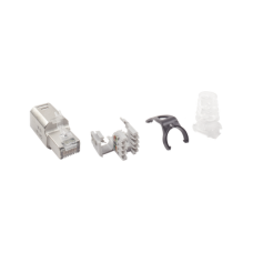 Plug RJ45 Cat6A Blindado, Terminación en Campo, Compatible con Todas las Categorías, con Clip Protector de Seguro
