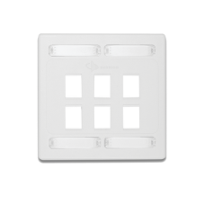 Placa de Pared Doble Modular 10G MAX de 6 Salidas, Color Blanco Placa de Pared Doble Modular 10G MAX de 6 Salidas, Color Blanco