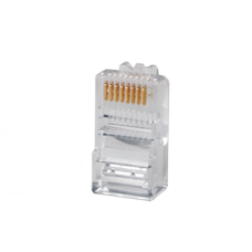 Plug RJ45 Cat5e, Para Cable UTP Calibre 22 a 26 AWG, Chapado en Oro de 50 Micras Plug RJ45 Cat5e, Para Cable UTP Calibre 22 a 26 AWG, Chapado en Oro de 50 Micras