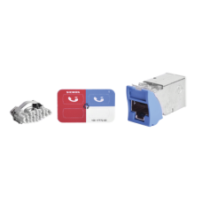 Jack Z-MAX Cat5e, Blindado, Montaje híbrido en Placa de Pared (Plano y Angulado), Color Azul