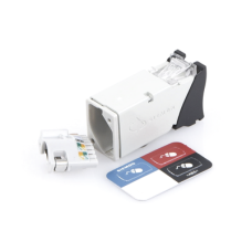 Jack Z-MAX Cat6A, Blindado, Montaje Híbrido en Placa de Pared (Plano y Angulado), Color Negro