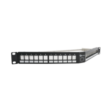Patch Panel UTP Keystone de 24 Puertos Modular (Vacío), Angulado, 1UR, Compatible con Jacks Keystone UTP Z-MAXÆ y MAXÆ