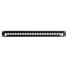 Patch Panel TERA-MAX Blindado de 24 Puertos, Modular (Vacío), Plano, Color Negro, 1UR