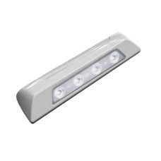 Luz de escena, 4 LED, bisel blanco, 12–24VCD, LED blanco y lente transparente