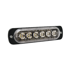 Luz Auxiliar de 6 LED, Ambar, Bisel Negro, Lente Transparente