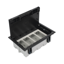 Caja Para Instalación en Piso Falso para Voz, Datos o Contactos Eléctricos / Capacidad para 4 Módulos / Espacio Embellecedor en la Tapa / Profundidad Ajustable de 90 a 120 mm (3.54 a 4.72 pulgadas) / Los Módulos se Adquieren Aparte / (SF410/14CY) Caja Para Instalación en Piso Falso para Voz, Datos o Contactos Eléctricos / Capacidad para 4 Módulos / Espacio Embellecedor en la Tapa / Profundidad Ajustable de 90 a 120 mm (3.54 a 4.72 pulgadas) / Los Módulos se Adquieren Aparte / (SF410/14CY)