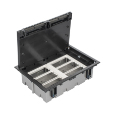 Caja Para Instalación en Piso Falso para Voz, Datos o Contactos Eléctricos / Capacidad para 6 Módulos / Espacio Embellecedor en la Tapa / Profundidad Ajustable de 90 a 120 mm (3.54 a 4.72 pulgadas) / Los Módulos se Adquieren Aparte / (SF610/14CY) Caja Para Instalación en Piso Falso para Voz, Datos o Contactos Eléctricos / Capacidad para 6 Módulos / Espacio Embellecedor en la Tapa / Profundidad Ajustable de 90 a 120 mm (3.54 a 4.72 pulgadas) / Los Módulos se Adquieren Aparte / (SF610/14CY)