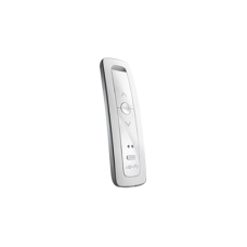 Control remoto 2 canales para motores de persiana Somfy con señal inalámbrica, instrucciones: sube, baja y detener, con posición favorita programada.