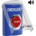 Botón Multipropósito, Color Azul, De Superficie, Con Tapa De Policarbonato, Con Bocina Pre Alarma, Para Interior, Momentaneo, Texto De Emergency, Ingles