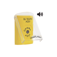 Botón con Texto Personalizado, Tapa Protectora de Policarbonato Súper Resistente, Bocina integrada, Llave para Restablecer