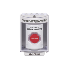 Botón de Apagado de Bomba de Combustible, Tapa Protectora de Policarbonato Súper Resistente con Espaciador, Acción Mantenida , Texto en Español