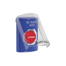 Botón con Texto Personalizado, Tapa Protectora de Policarbonato Súper Resistente, Restablecimiento con llave