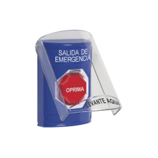 Botón de Salida de Emergencia, Texto en Español, Tapa Protectora de Policarbonato Súper Resistente, Restablecimiento con Llave Botón de Salida de Emergencia, Texto en Español, Tapa Protectora de Policarbonato Súper Resistente, Restablecimiento con Llave