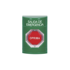 Botón de Salida de Emergencia , Texto en Español,  Acción Mantenida, Girar para Restablecer, LED de iluminación