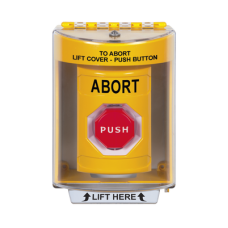 Botón de Abortar, Texto en Ingles, Tapa Protectora de Policarbonato Súper Resistente, Momentaneo Botón de Abortar, Texto en Ingles, Tapa Protectora de Policarbonato Súper Resistente, Momentaneo