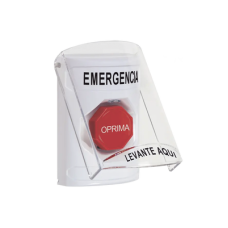 Botón Multipropósito, Color Blanco, De Superficie, Con Tapa De Policarbonato, Con Bocina Pre Alarma, Solo Interior, Llave Para Restablecer, Texto De Emergencia, Español Botón Multipropósito, Color Blanco, De Superficie, Con Tapa De Policarbonato, Con Bocina Pre Alarma, Solo Interior, Llave Para Restablecer, Texto De Emergencia, Español