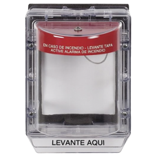 Cubierta Protectora de Policarbonato Serie Stopper IIÆ, Con Bocina, Con Espaciador, Montaje Empotrado, Etiqueta en Español, IP54