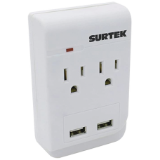 Multicontacto de ABS con 2 contactos aterrizados y 2 puertos USB. Multicontacto de ABS con 2 contactos aterrizados y 2 puertos USB.